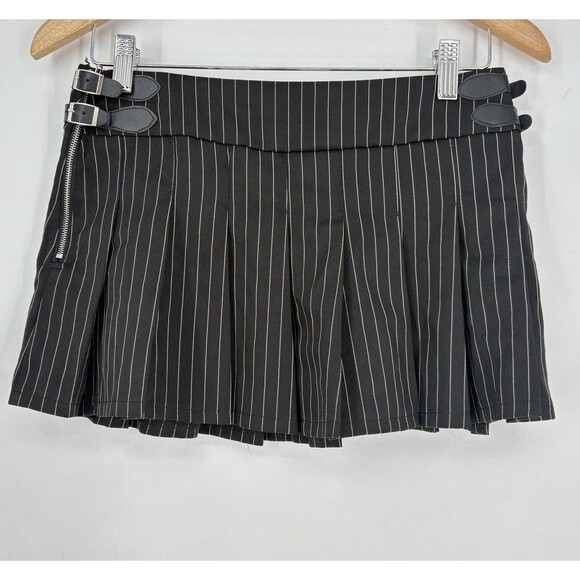 Fashionova Y2K Black  Plaid Pleated Mini Skirt Grunge Goth Emo Short Size XSmall - Picture 1 of 6